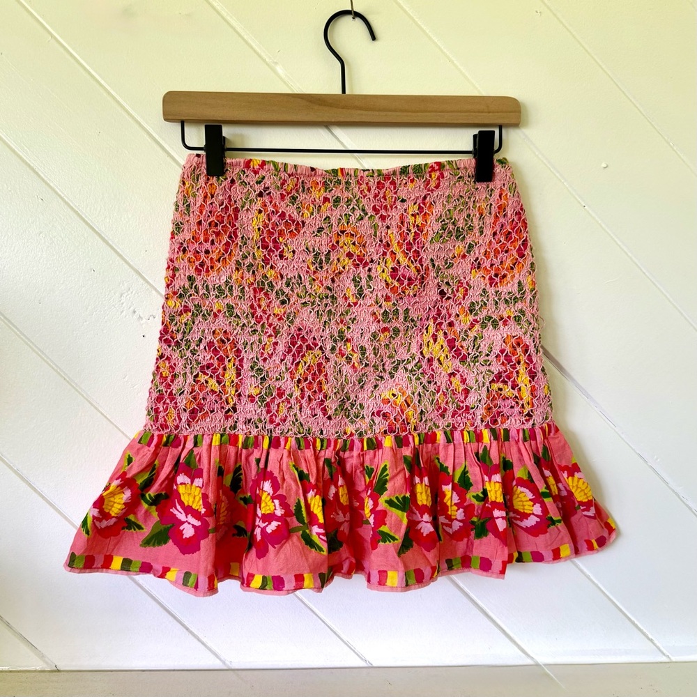 FARM RIO smocked ruffle skirt